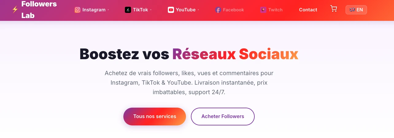 Plataforma Followers Lab para comprar seguidores TikTok de forma segura
