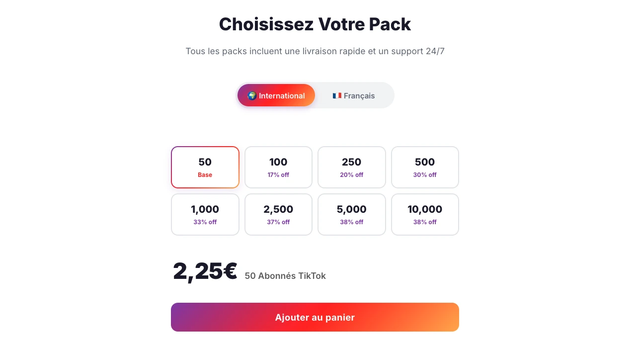 Packs para comprar seguidores TikTok baratos desde 2,99€